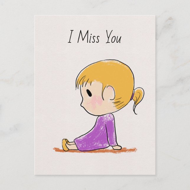 I Miss You Cute Postcard (Front)