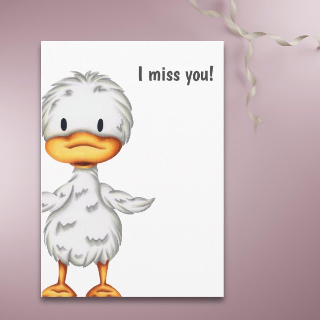 I Miss You Cute Simple Duck Illustrated Greeting Card (Creator Uploaded)