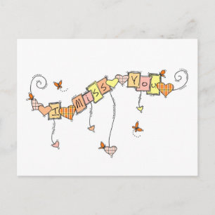 I Miss You Doodles Postcard