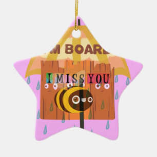 I Miss You in the rain I am bored Ceramic Tree Decoration