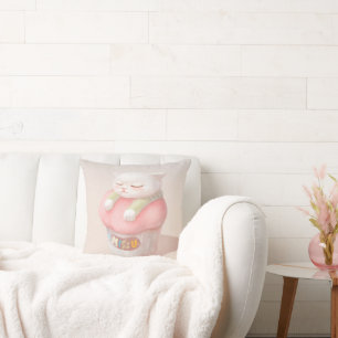 I Miss You: Kawaii Sleeping Cat Cupcake Art Cushion