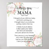 I Miss You Mama Poem Poster
