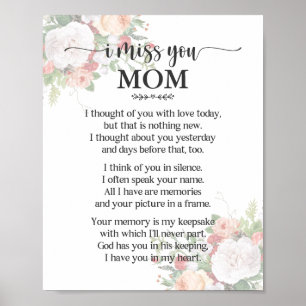 I Miss You Mum Poem Poster