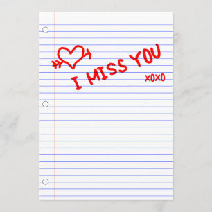 i miss you : notebook paper invitation