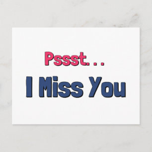 I Miss You Pink and Blue Text Postcard