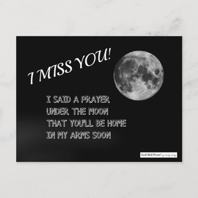 I Miss You Poem: Prayer Under the Moon Postcard (Front)