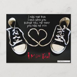I Miss You Poem with a Heart and Old Sneakers Postcard