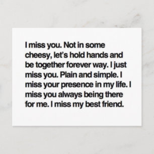 I miss you postcard