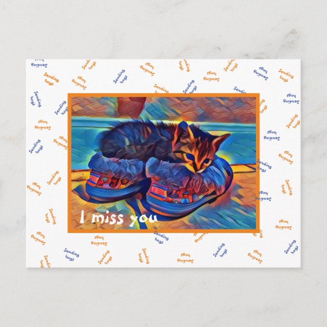 I MISS YOU "sending hugs" Postcard (Front)