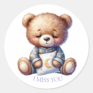 I miss you teddy classic round sticker