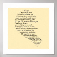 I Miss You  Text in Half of Heart