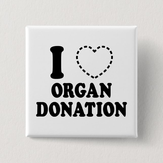 I {MISSING HEART} ORGAN DONATION 15 CM SQUARE BADGE (Front)