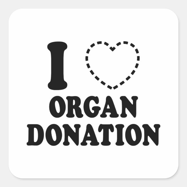 I {MISSING HEART} ORGAN DONATION SQUARE STICKER (Front)