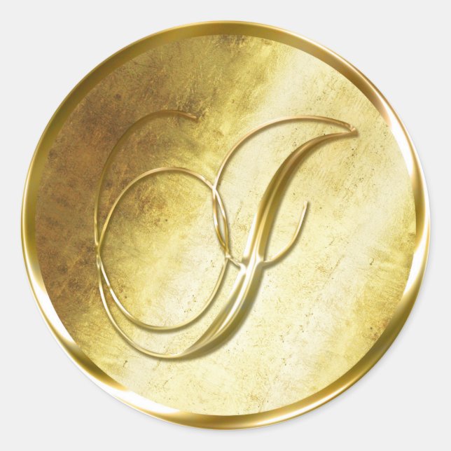 I Monogram Faux Gold Envelope Seal Stickers (Front)