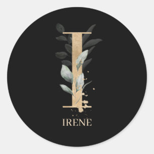 I Monogram Floral Personalised Classic Round Sticker