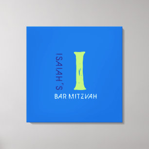 I Monogram Initial Bar Bat Mitzvah Sign-In Board Canvas Print