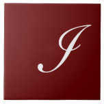 I Monogram Initial White on Maroon Tile<br><div class="desc">Classic White Letter Monogram on Dark Red Background,  I</div>