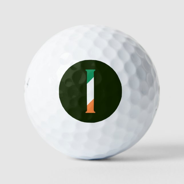 I Monogram overlaid on Irish Flag be6 gbt Golf Balls (Front)