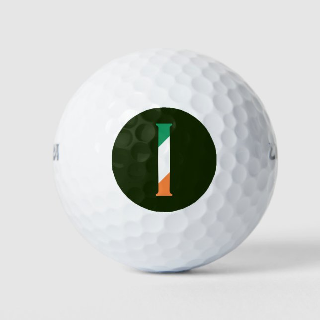 I Monogram overlaid on Irish Flag wu gbcnt Golf Balls (Front)