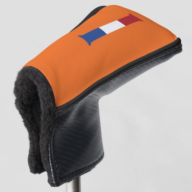 I Monogram overlaid on NLD Flag on or pccnt Golf Head Cover (3/4 Front)
