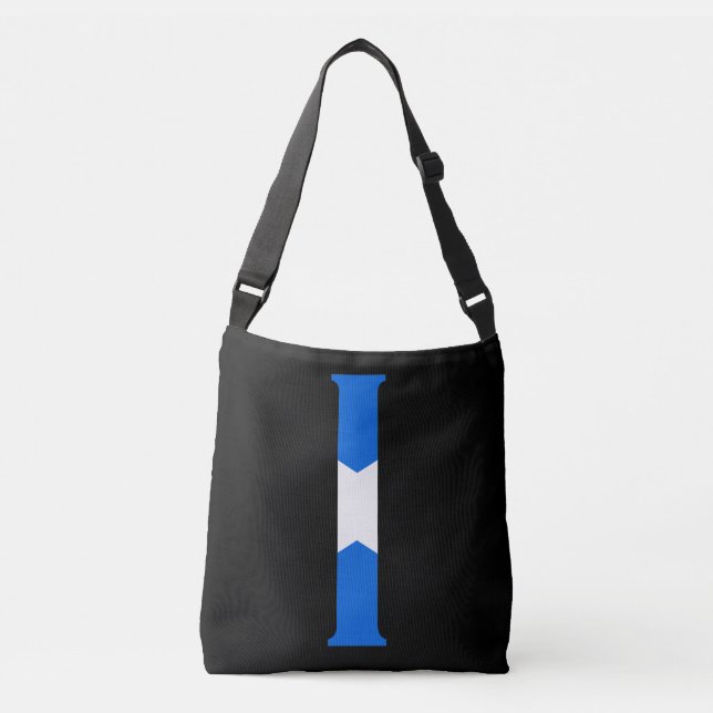 I Monogram overlaid on Scottish Flag cbbcnt Crossbody Bag (Front)