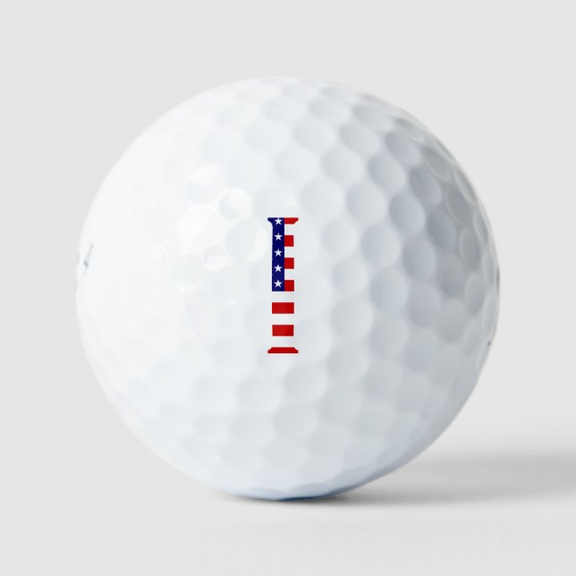I Monogram overlaid on USA Flag be6 gbcnt Golf Balls (Front)