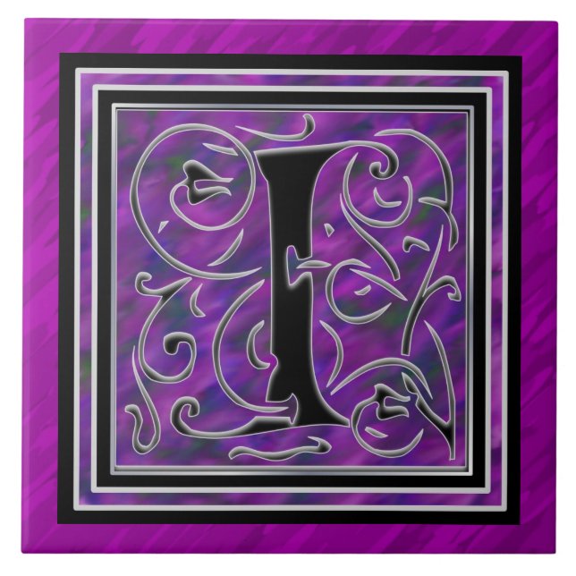 I Monogram "Purple Waters" Ceramic Tiles (Front)