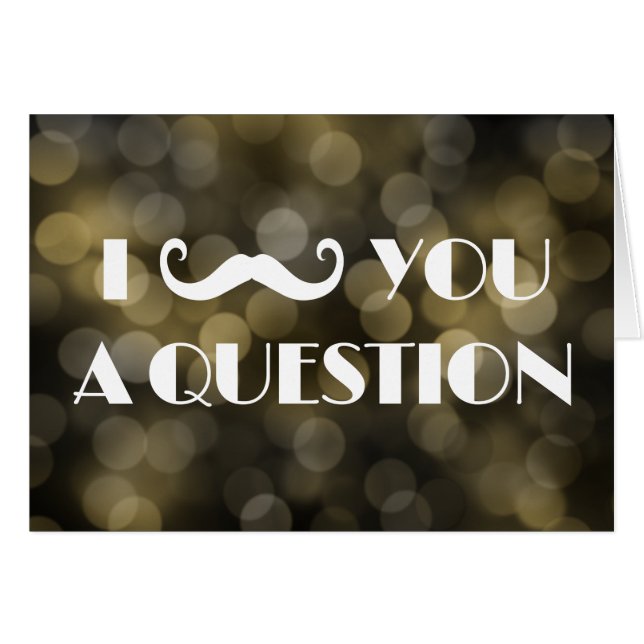 I Moustache You A Question Bokeh Lights Invitation (Front Horizontal)