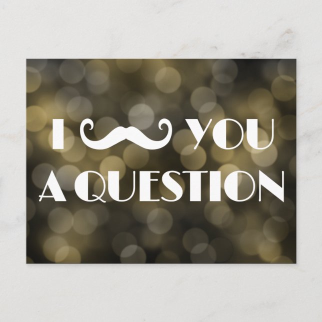 I Moustache You A Question Bokeh Lights Invitation Postcard (Front)