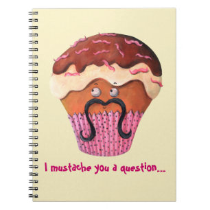 I Moustache you a question Cupcake Spiral Notebook