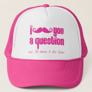 I moustache you a question (distressed) trucker hat