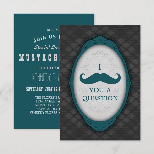 I Moustache You A Question Elegant Frame Invitation (Front/Back)