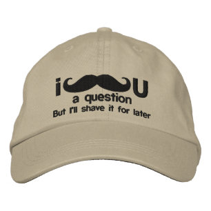 i moustache you a question embroidered hat