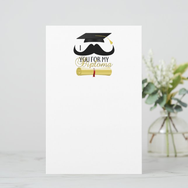 I moustache you for my Diploma with Graduation cap Stationery (Standing Front)