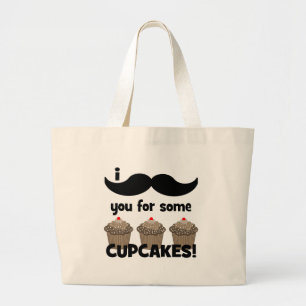 I moustache you for some cupcakes large tote bag