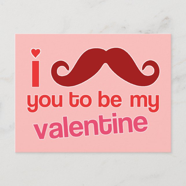 i moustache you to be my valentine postcard (Front)