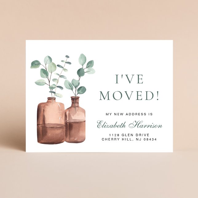 I Moved Eucalyptus Watercolor Moving Announcement Postcard (Creator Uploaded)