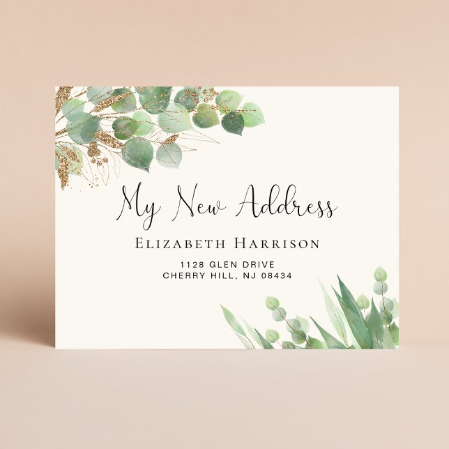 I Moved Eucalyptus Watercolor Moving Announcement Postcard (Creator Uploaded)
