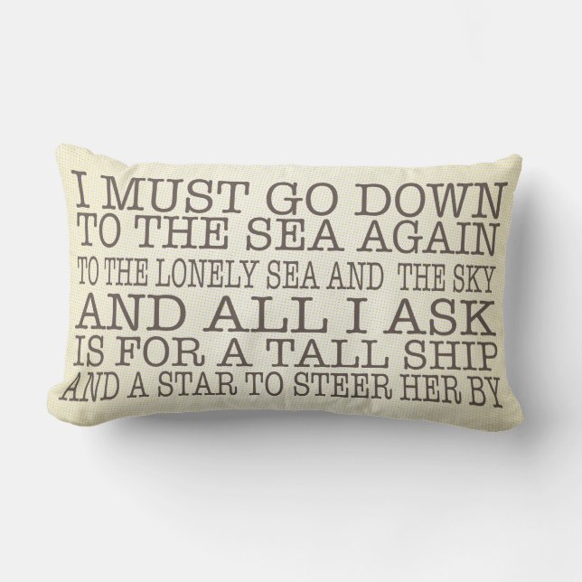 I Must Go Down to the Sea Pillow in Natural (Front)