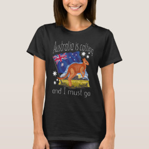 I Must Go Kangaroo Patriotic Australian Flag Austr T-Shirt