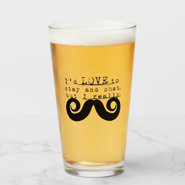 I Mustache Fun Humor Glass (Front Filled)