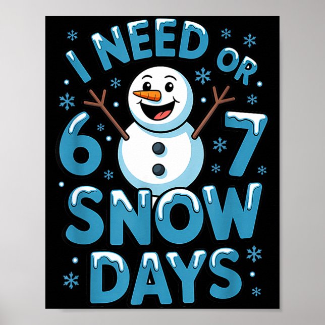 I Need 6 7 Weather Day Funny Snowy Day Teacher And Poster (Front)