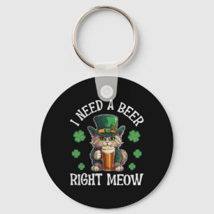 I Need A Beer Right Meow Cat Gl St Patricks Day Sh Key Ring