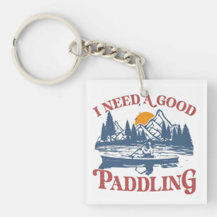 I Need A Good Paddling Retro Sunset Canoe Kayaking Key Ring