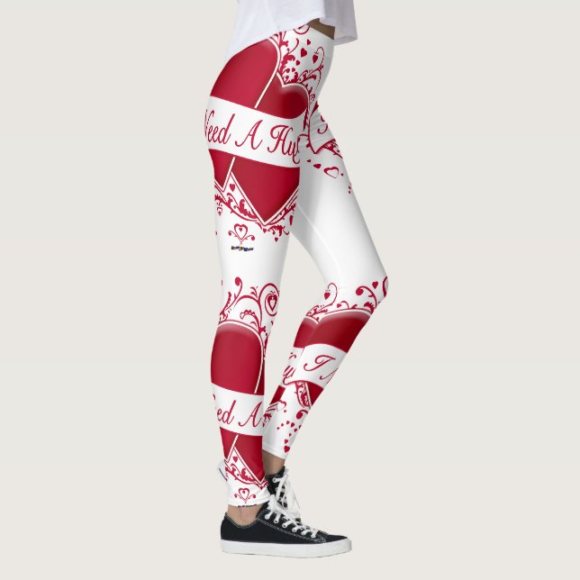 I Need A Hug Red Hearts Leggings (Right)