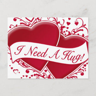 I Need A Hug! Red Hearts Postcard
