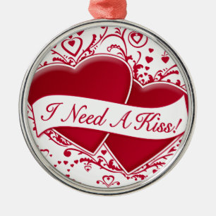 I Need A Kiss! Red Hearts Metal Tree Decoration