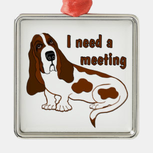 I Need A Meeting Funny Quote And Sad Dog Metal Tree Decoration