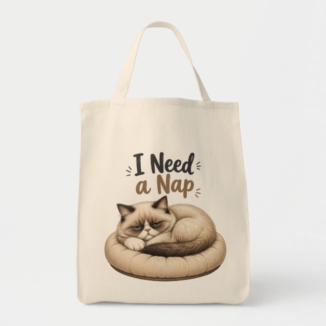 I Need a Nap • Cosy Cat Tote Bag (Front)