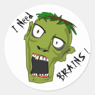 I Need Brains Zombie Classic Round Sticker